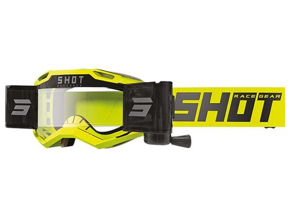 SHOT RACE GEAR MOTOCROSS GLERAUGU - IRIS 2.0 SOLID NEON YELLOW GLOSSY ROLL-OFF